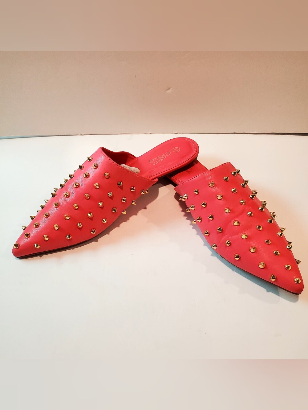 Hot Pink Studded Pointed-Toe Mule Slip-Ons Size 8.5